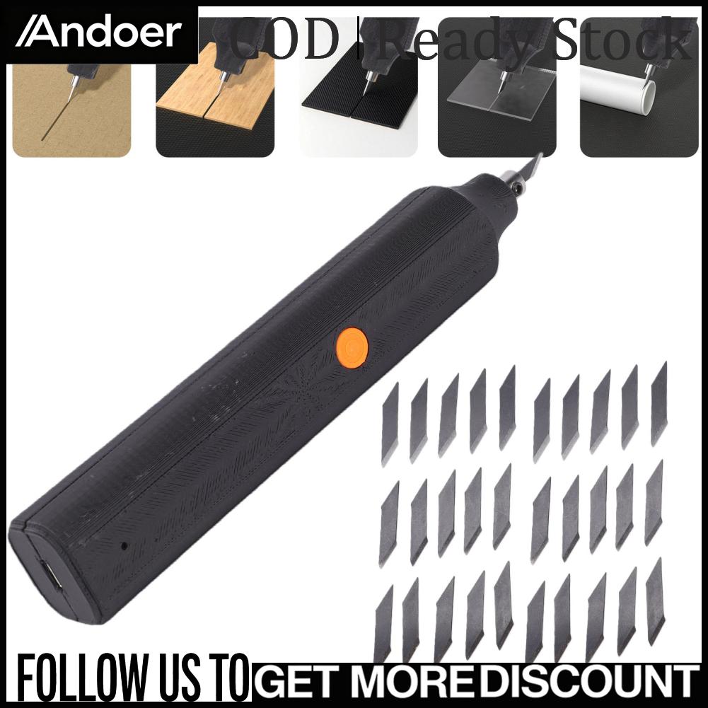 Andoer ชุดเครื่องตัดอัลตราโซนิก 40KHz เครื่องมือตัดอัลตราโซนิกมือถือพร้อมใบมีด 30 ใบสำหรับการพิมพ์ 3D เรซินไม้พลาสติก ราคา 2,859 บาท*ส่งฟรี