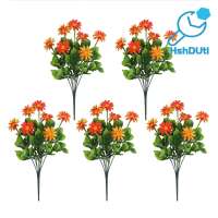 Uv-proof Simulated Flowers Artificial Flowers with Bendable Stems 5 Pcs Uv Resistant Faux Daisy Flower Bundles with Bendable Stems – Realistic Artificial Fall Flowers for Indoor Outdoor Home Office