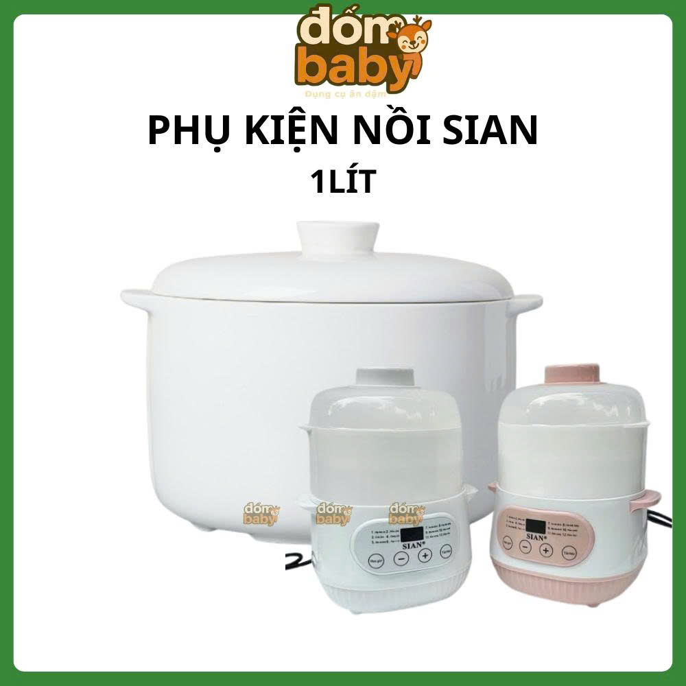 Thố sứ, Nắp sứ nồi nấu cháo chậm SIAN dung tích 1 Lít, phụ kiên thay thế nồi nấu chậm SIAN