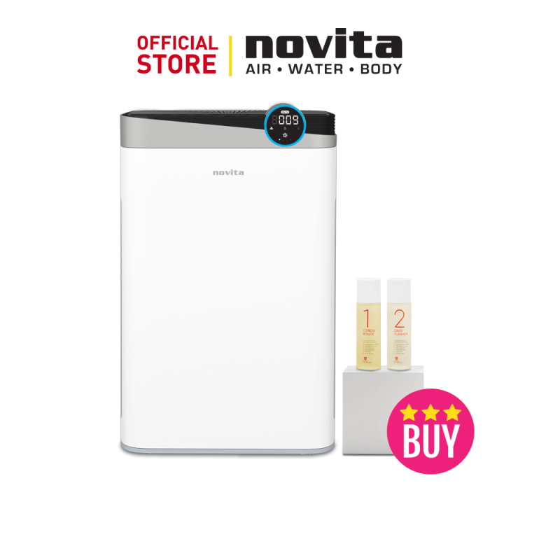 novita 4-In-1 Air Purifier A4S with 2 bottles of Air Purifying Solution Concentrate + FOC 2 x novita Surgical Respirator R2 Earband (100pcs in a box), Size M Singapore