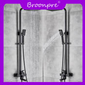 BROONPRE Matte Black Wall Mounted Shower Faucet Set