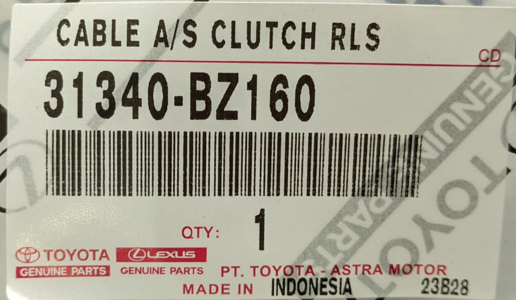 Cable Clutch Toyota 31340-BZ160 Harga 354,250 Ringgit*Penghantaran Percuma