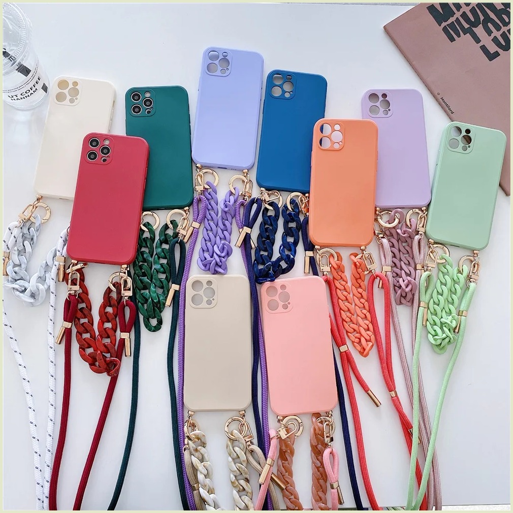 2025 New originality🎉 Luxury Marble Agate Chain Crossbody Lanyard Phone Case For iPhone 14 13 15 16 Pro Max 12 Mini 11 X XS Plus Liquid Silicone Cover