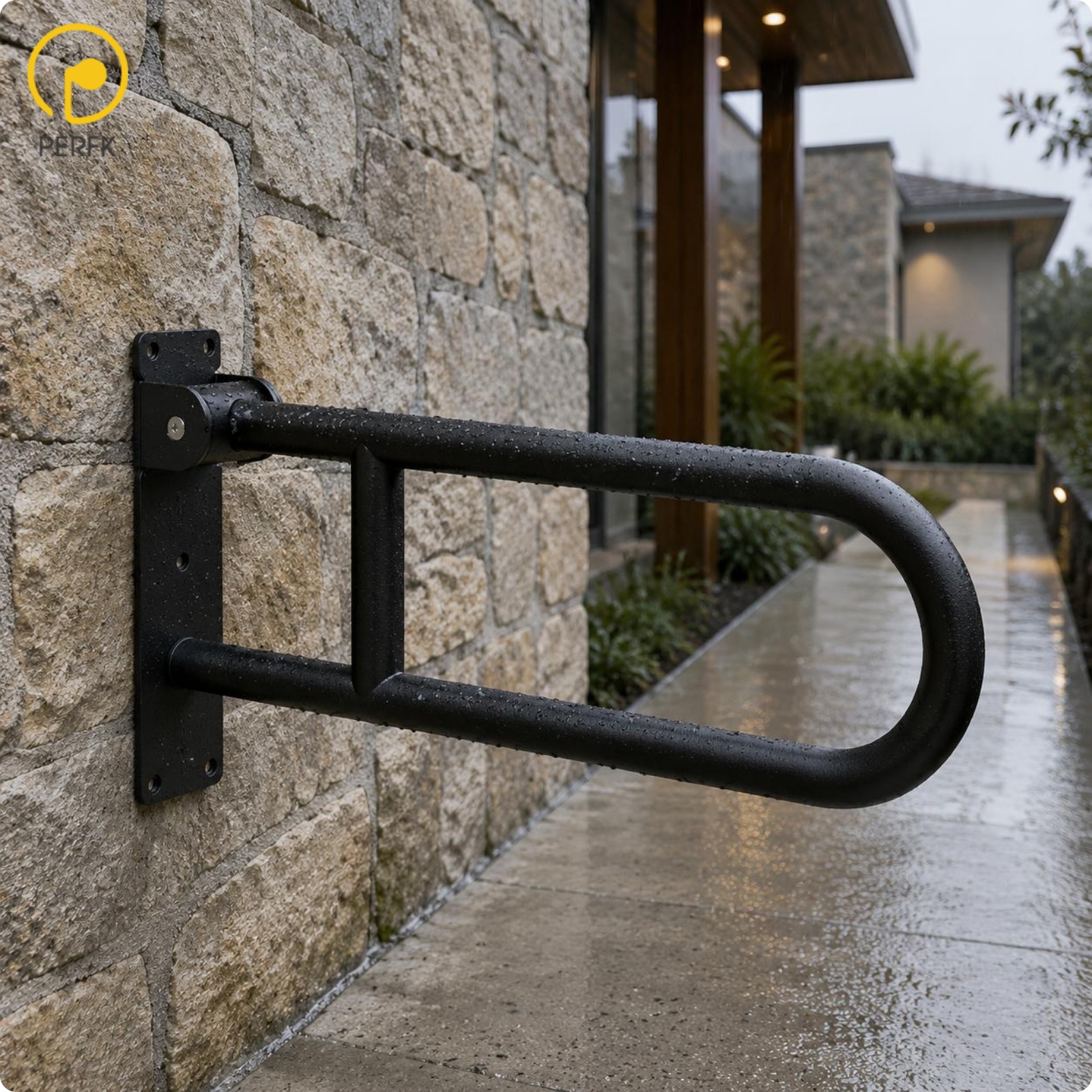 Perfk Foldable Design U-Shaped Handrail Rust Resistant Folding Handrail Long-Lasting Metal Stair Railing Heavy-Duty for Elderly, People with Limited Mobility, Stairs, Entrance, Bathroom ราคา 2,414 บาท*ส่งฟรี