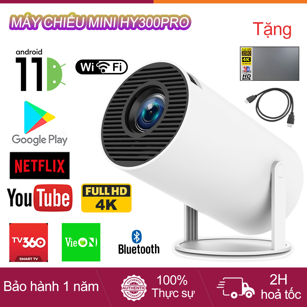  Máy chiếu mini HY300 HY300pro Android 11 Full HD 4K Tự động Keystone WiFi 2.4 5G Kết nối điện thoại laptop ios xem phim 