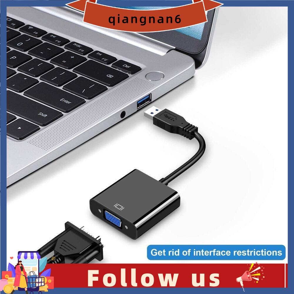 QIANGNAN6 for Laptop 1080P FHD Male to Female USB 3.0 USB to VGA Cable