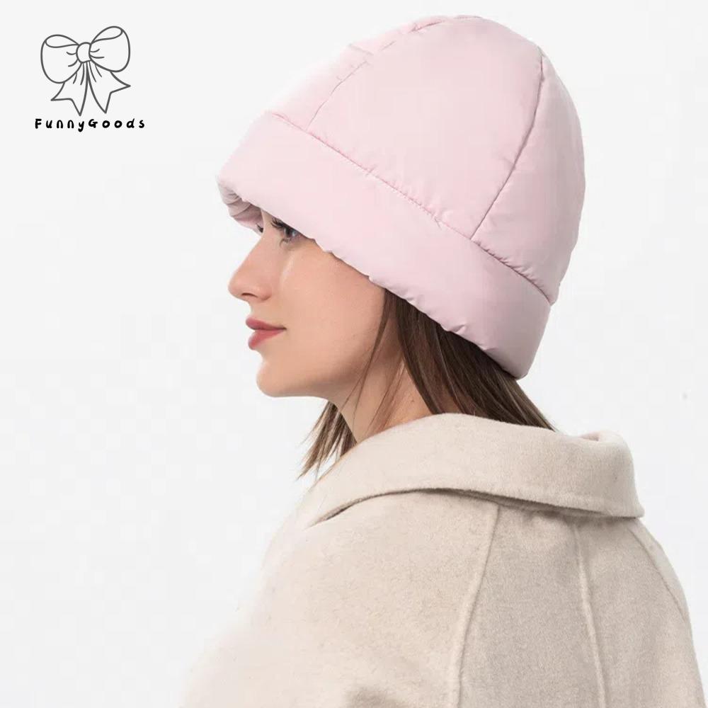 GEYU Mềm Mũ Beanie lông vũ Trọng lượng nhẹ Bảo vệ tai Mũ chui đầu vải bông Mũ đội đầu Màu trơn Mũ bông Mùa đông
