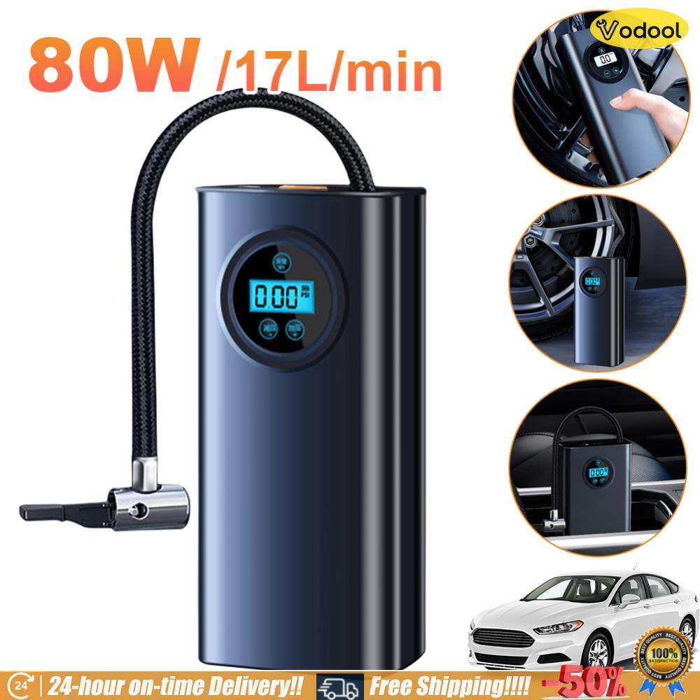 [Vodool] Rechargeable Car Tire Inflator Mini Air Pump Lcd Display Portable Air Pump for Cars Motorcycles Bicycles Ball ราคา 149 บาท*ส่งฟรี