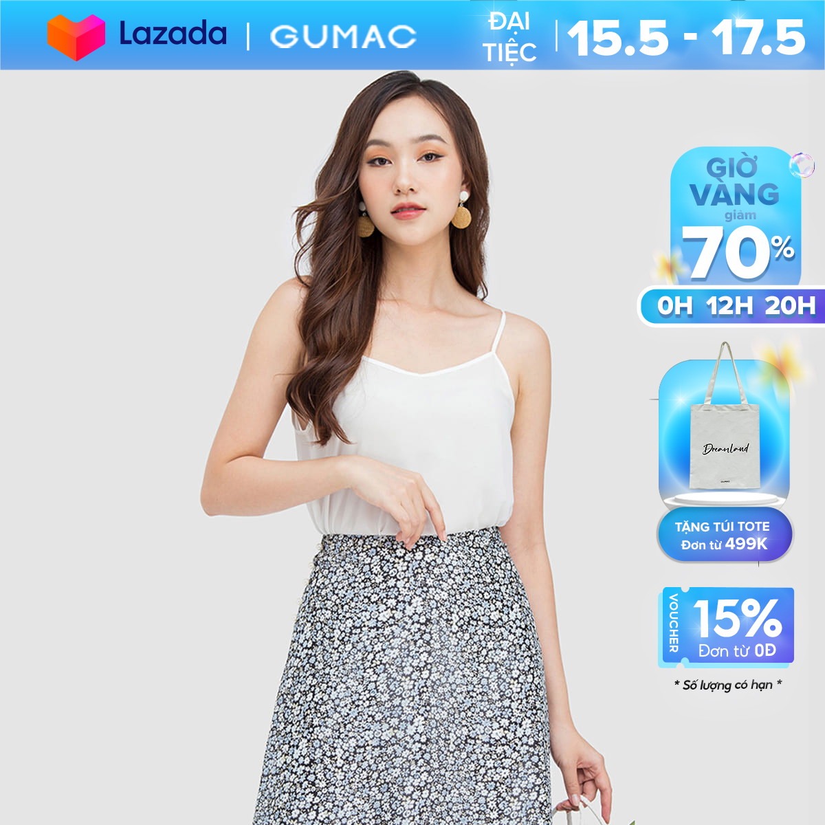 Áo 2 dây cơ bản gumac ac06029