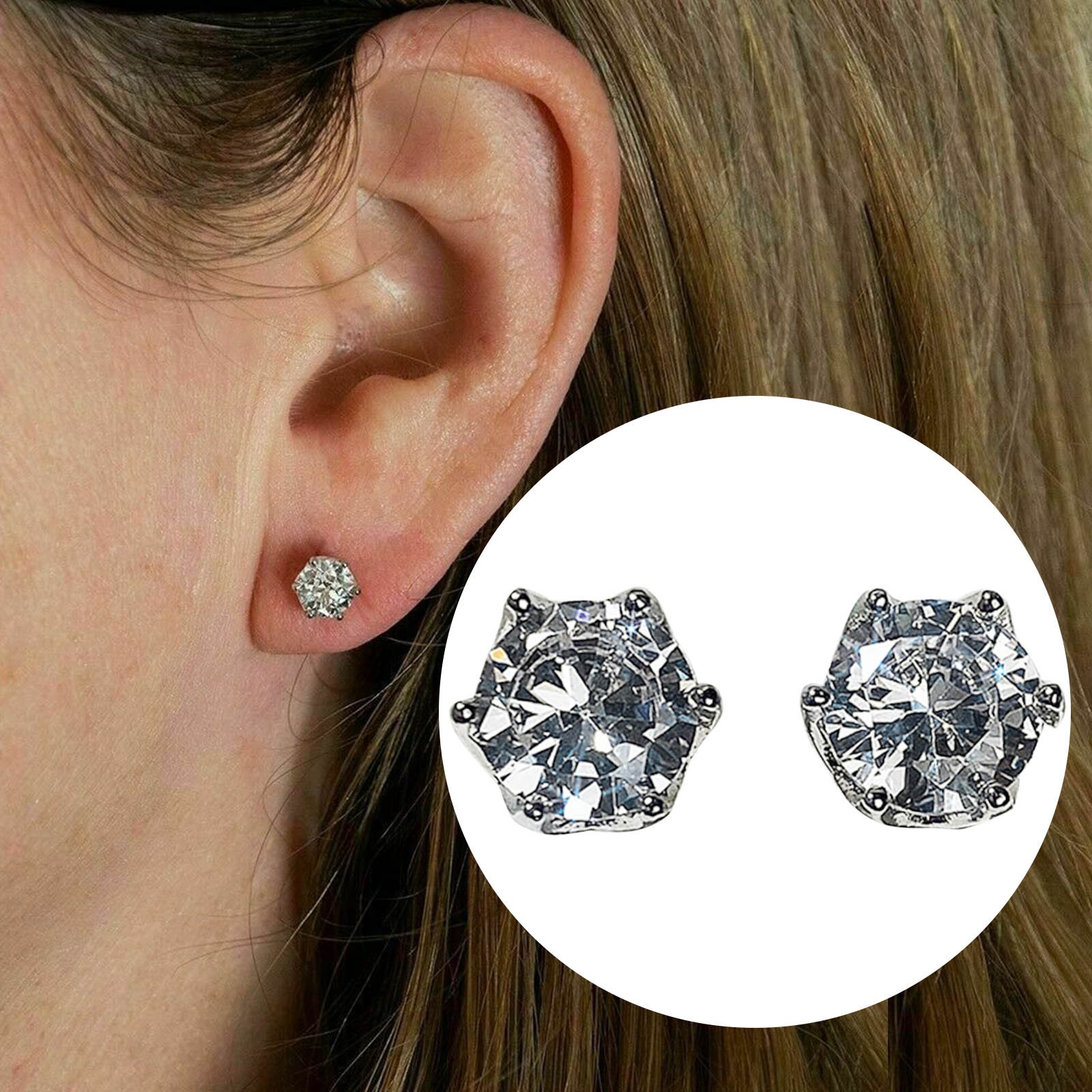 Cổ Điển Hình Lục Giác kim cương đơn Bông tai đá zicon Cô Dâu Của Bông Tai trang sức cá tính Cho Phụ Nữ Và trang sức nữ Cho Phụ Nữ Bông Tai