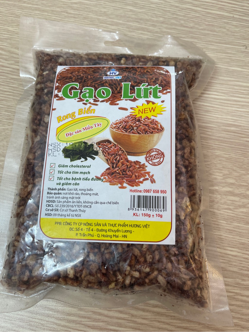 Gạo lứt Hương Việt ăn liền 150gam Gạo Lứt sấy 150g Hương Việt