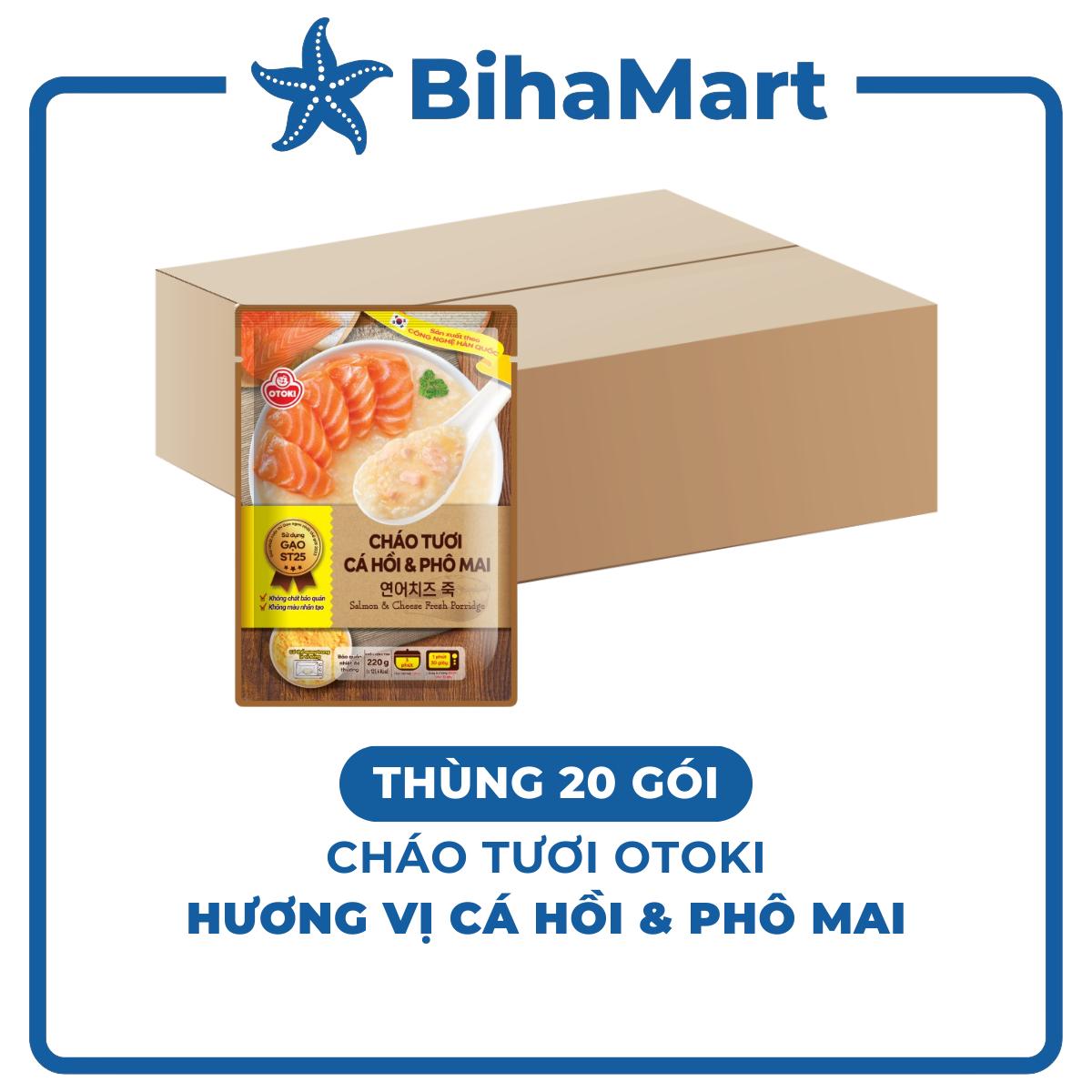 [THÙNG 20 GÓI] - OTOKI - Cháo tươi Otoki hương vị Cá hồi & Phô mai, Cháo tươi Ottogi Hàn Quốc, Cháo Otoki ăn liền (220g/gói)