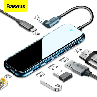 Baseus USB Type C HUB to HDMI RJ45 Multi USB 3.0 USB3.0 Power Adapter For MacBook Pro Air Dock 3 Port USB-C USB HUB Splitter Hab