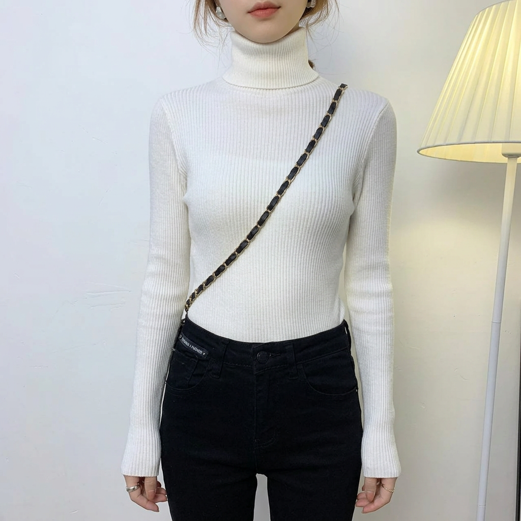 Slim Fit High Neck For Women & Girls - Winter Warm Long Sleeve Turtleneck Highneck For Ladies