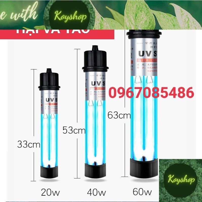 Đèn uv 2 bóng , uv 20w , 30w , 40w , 60w , 100w , đèn uv diệt rêu hại và diệt tảo hồ cá sterilization king
