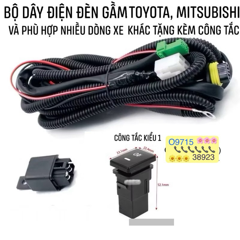 dây điện đèn gầm lắp zin lỗ chờ TOYOTA, MITSUBISHI, và nhiều dòng xe khác