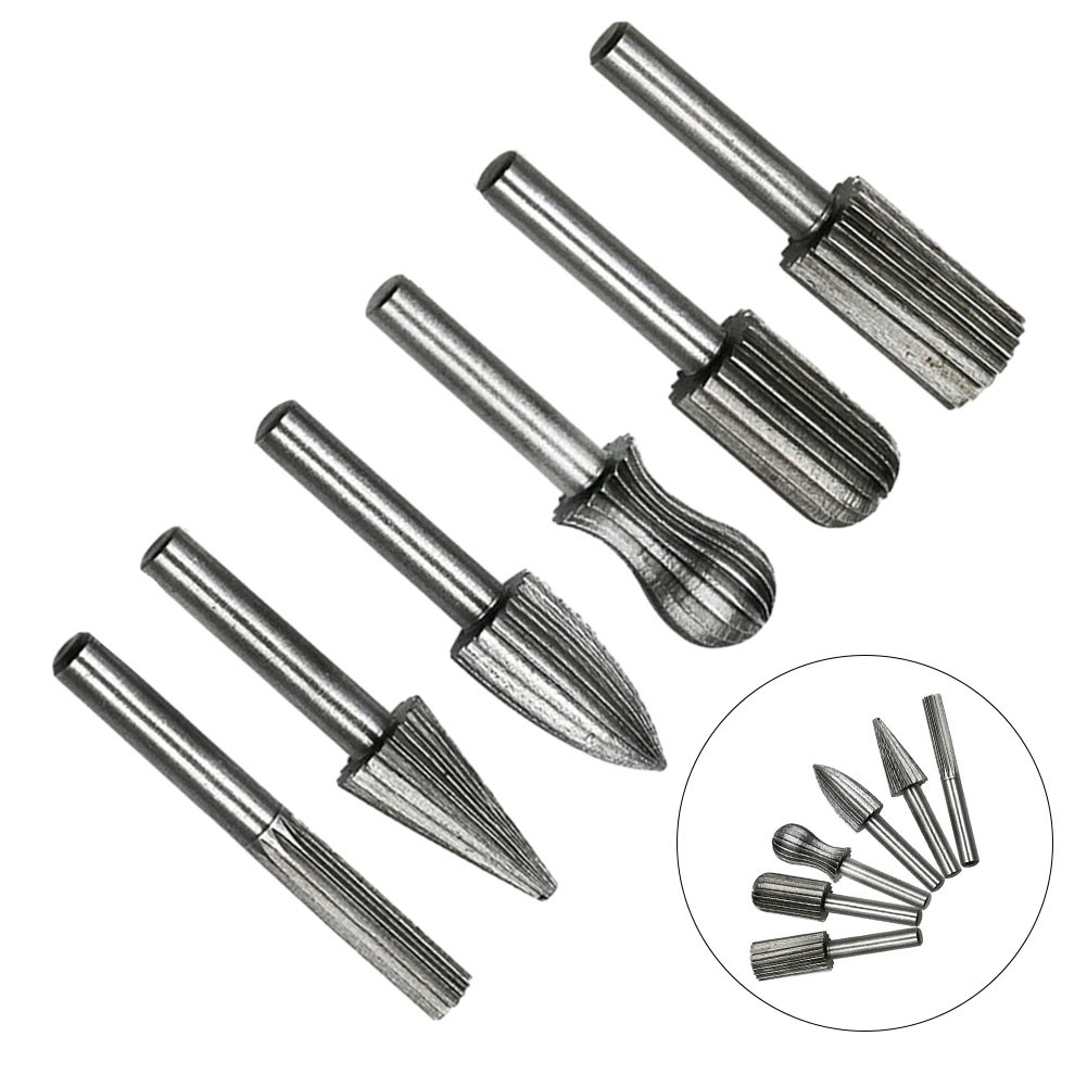 Hometool 6 cái mũi khoan Carbide dũa quay Bộ mũi khoan khắc CNC dũa quay Shank 6 mét chế biến gỗ dũa quay