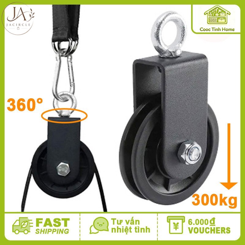 JACIRCLE ròng rọc tập gym xoay 360 độ dây cáp tập luyện lõi nylon vòng bi inox bền tải nặng lắp dễ dùng tại nhà