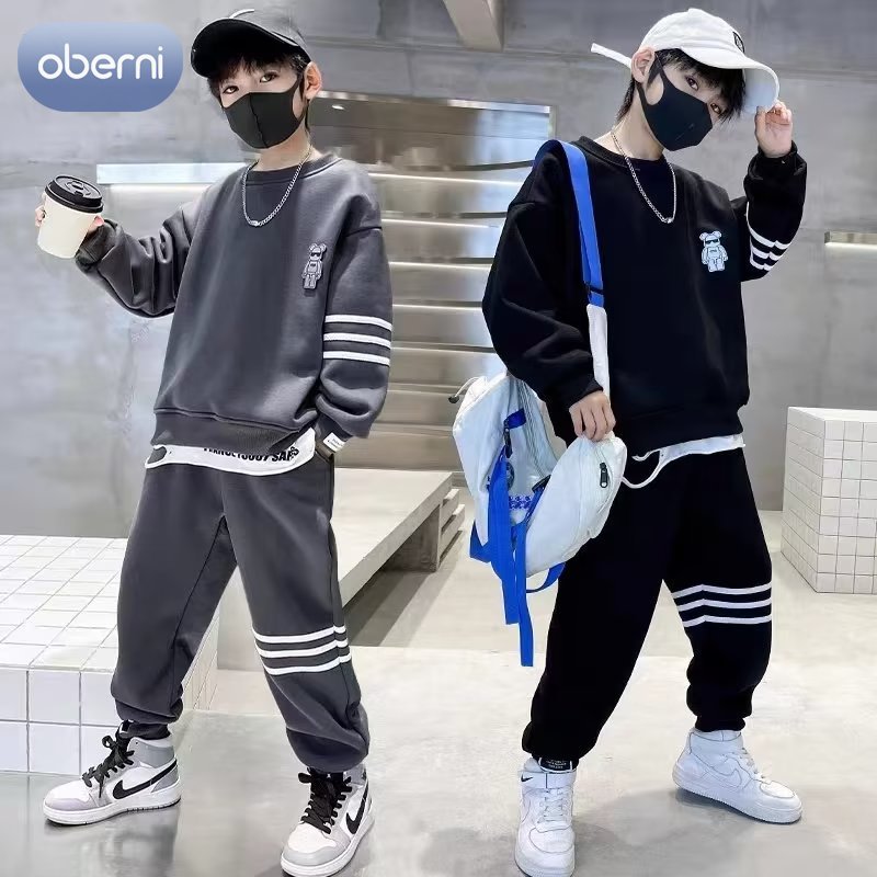 Oberni Children's set Boys' suit Spring and Autumn Long Sleeve Comfortable and warm Cute teddy bear pattern modern stylish ราคา 517 บาท*ส่งฟรี