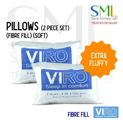 Soft Fibre Fill Pillow with Bolster / 2pcs Pillows / 2pcs Bolster - Viro