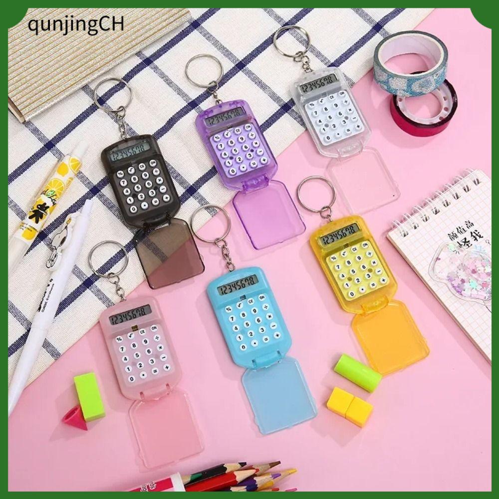 QUNJINGCH Đa chức năng Máy tính Hiển thị 8 chữ số Sáng Tạo Móc chìa khóa  Trọng lượng nhẹ Đồ dùng học tập Văn phòng