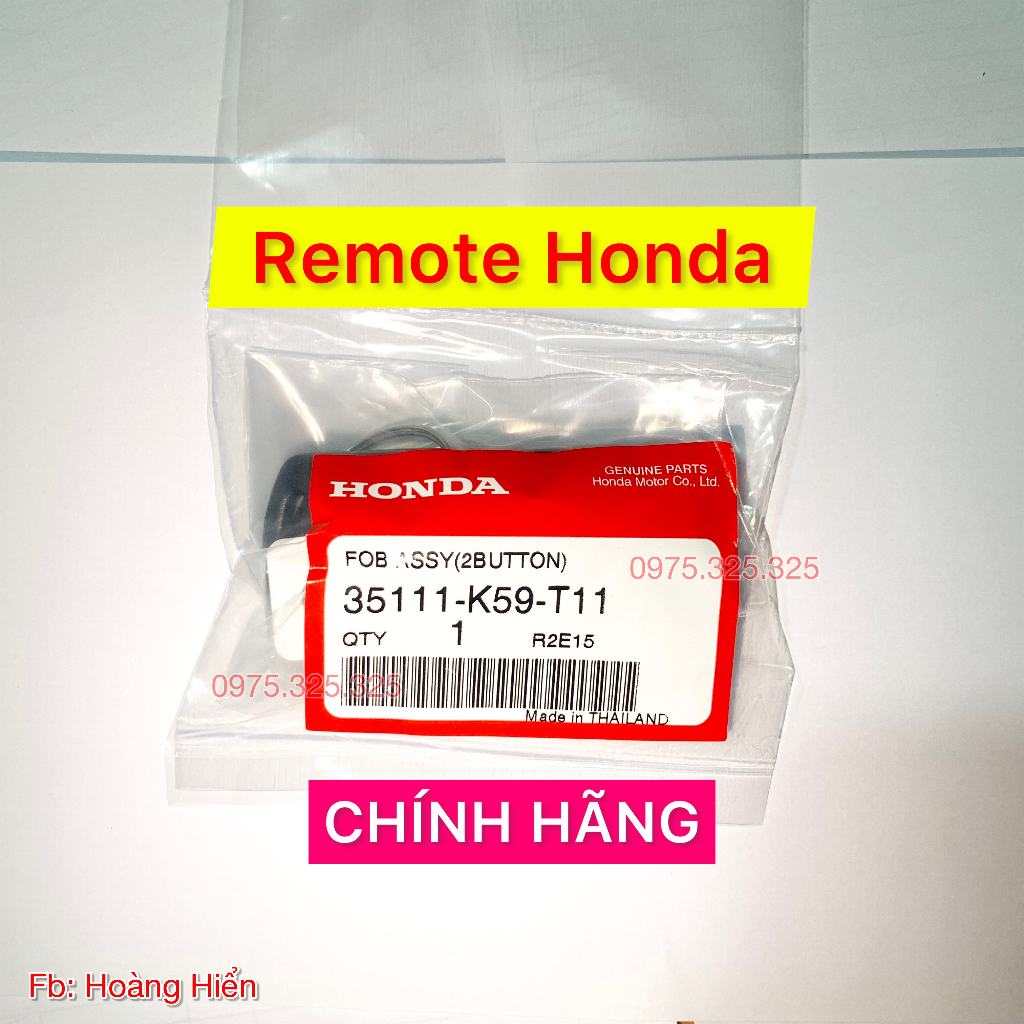 [CHÍNH HÃNG] Remote honda K59 - chìa khoá smartkey fob 35111K59t11 35111-K59-T11 T10 smk vario click