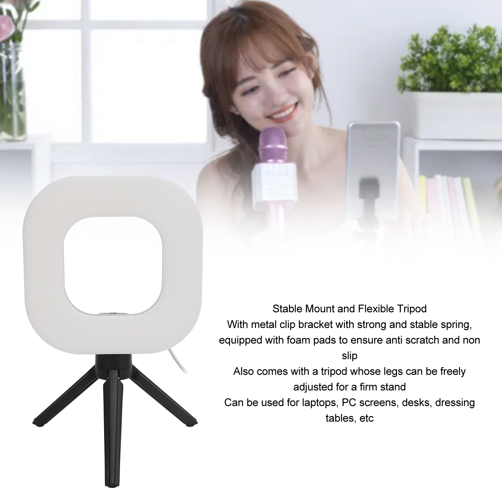 USB hội nghị video Ánh sáng thay đổi độ sáng 5 màu clip trên đèn cho máy tính xách tay mắt thân thiện 1500lm với chân máy cho trang điểm