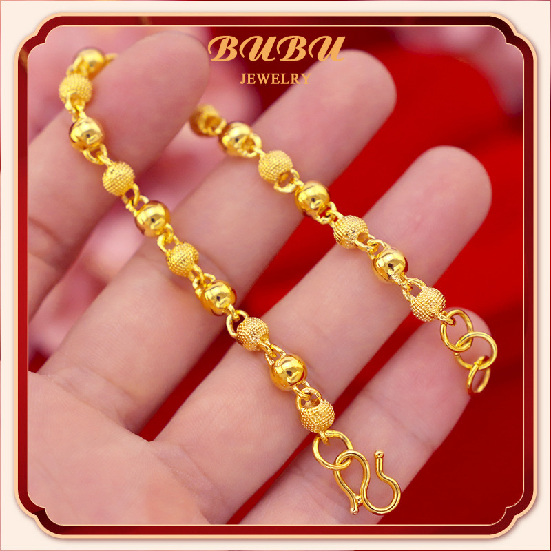 ของแท้ 18k สร้อยข้อมือทอง 99.99% ทองคําแท้โอนลูกปัดสร้อยข้อมือผู้หญิงเครื่องประดับแต่งงาน ราคา 209 บาท*ส่งฟรี