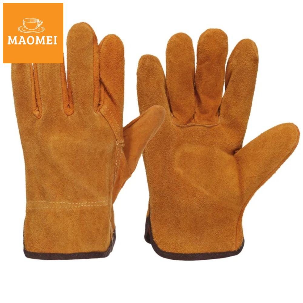 MAOMEI 1 Pair Chống cháy Găng tay Hàn Chống nóng Da bò Găng tay thợ hàn Bền Kháng axit Găng tay an toàn lao động Hàn