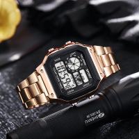 WORTHBUY นาฬิกา นาฬิกาข้อมือ นาฬิกา ผู้ชาย  นาฬิกาดิจิตอล นาฬิกาดิจิตอลสปอร์ตสำหรับผู้ชายสไตล์แฟชั่น พร้อมแสงไฟ LED และสายสแตนเลส เหมาะสำหรับนักเรียนและผู้ใหญ่