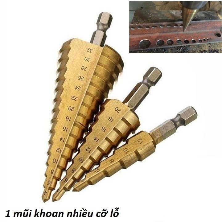 Mũi khoan tháp, Mũi khoan đa năng nhiều kích thước khoan sắt inox nhựa, gỗ T27