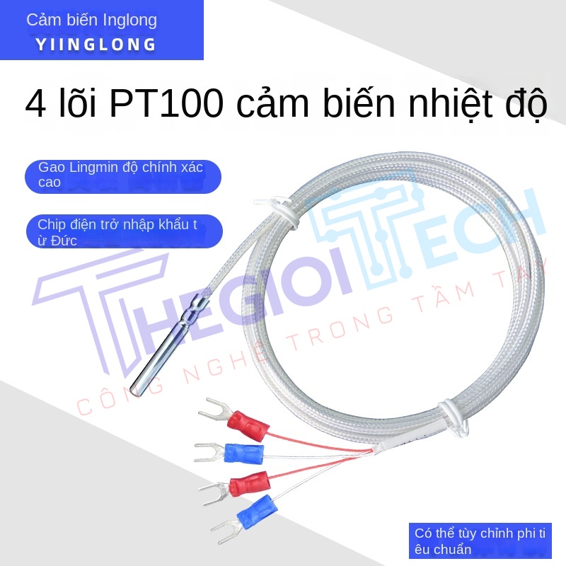 Cảm biến nhiệt độ PT100/PT1000 nhập khẩu, 4 dây, điện trở bạch kim, đầu dò cuộn rãnh, chống nước và dầu - PT1000 A 3m