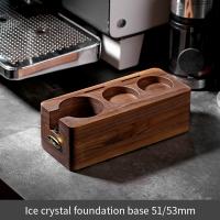 BINCOO Coffee Tamper Set Base Pressing Powder Base Set Walnut Coffee Pressing Powder Hammer Distributor 51/58MM