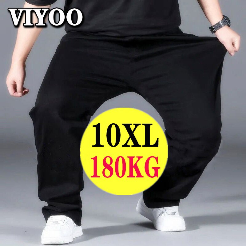 10XL Oversized Large Size Black Casual Pants Mens Sweatpants Elastic Waist
