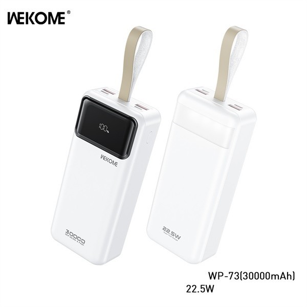 [WEKOME WP-73] Pin sạc dự phòng 30000mAh QC3.0+PD 22.5W  - Trắng