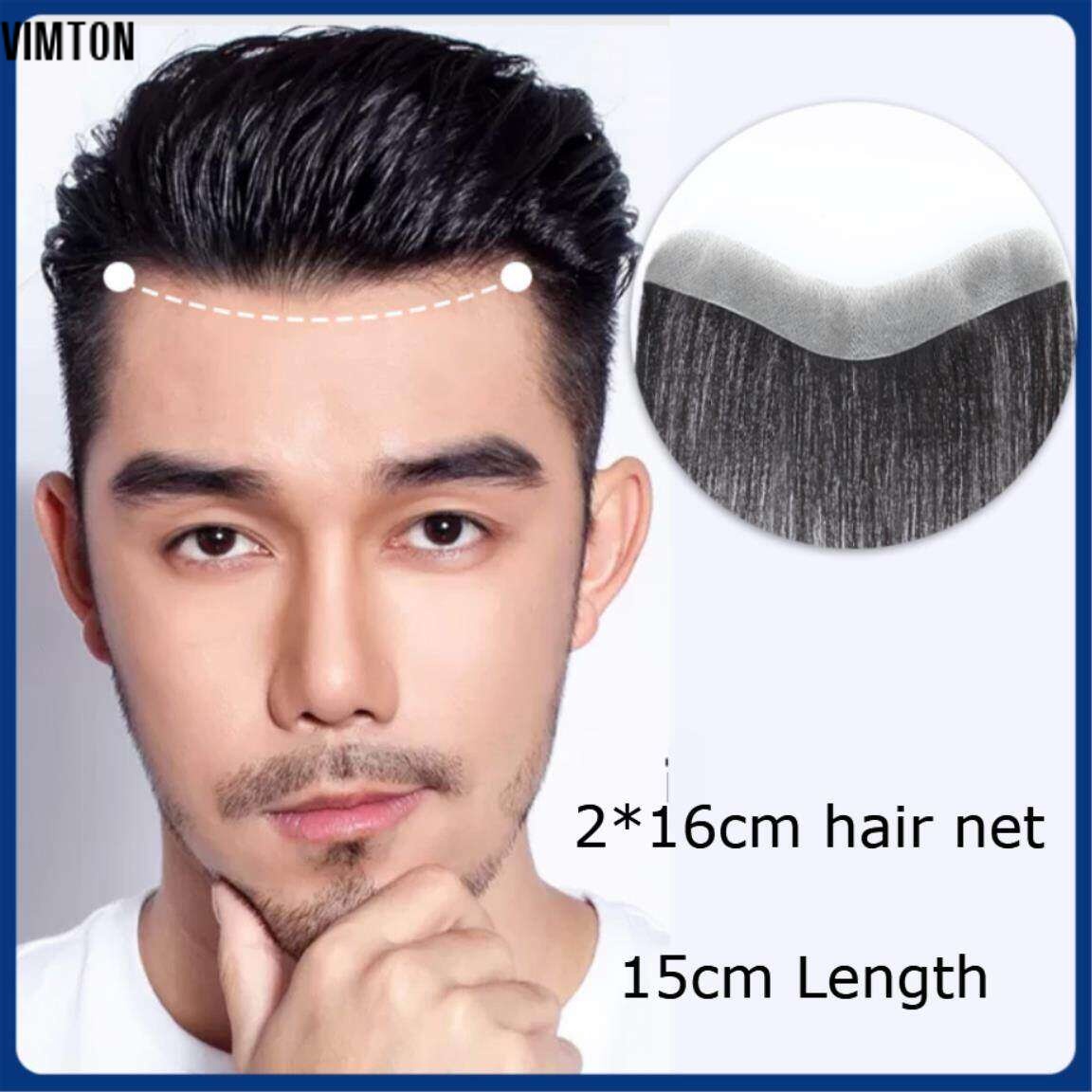 Tóc giả vimton miếng dán tóc cho nam - tóc giả dán trán cho trán cao - tóc mái cao tự nhiên thủ công