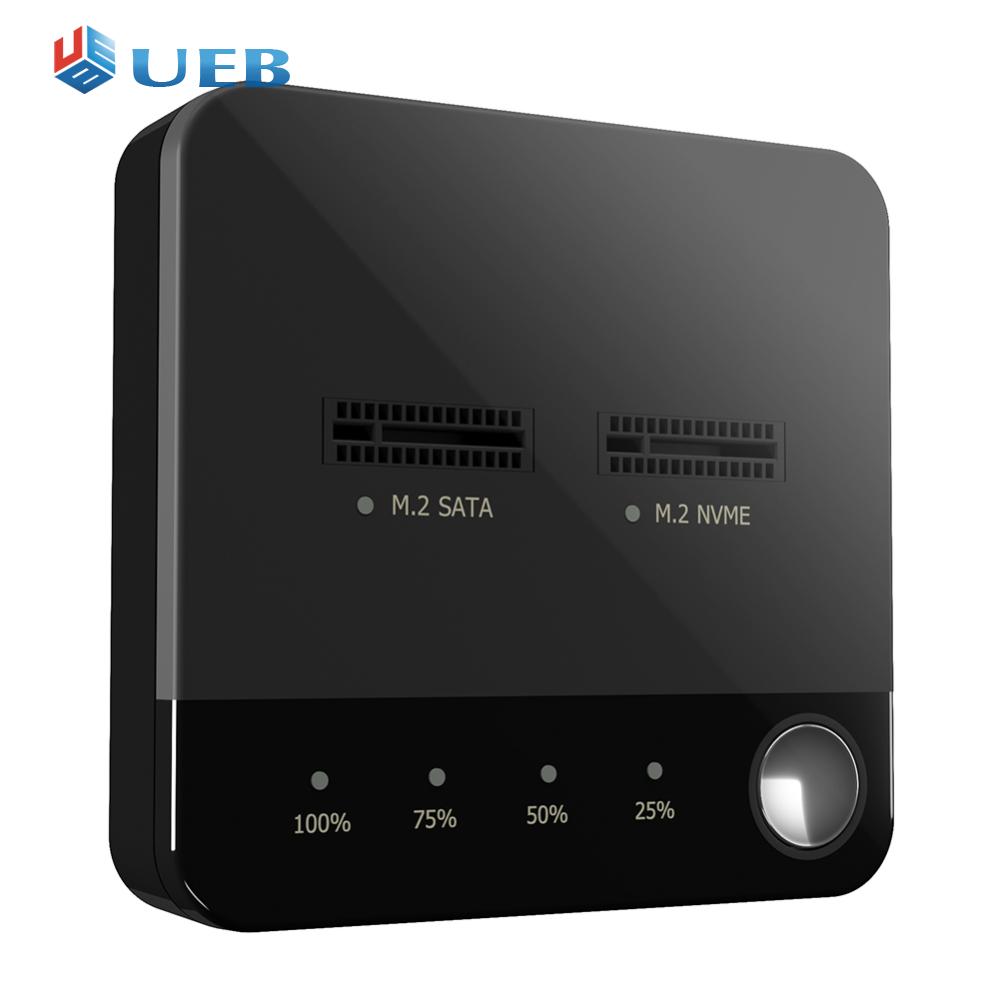 M.2 SATA/NVMe Dual-Bay Hard Disk Copier Offline Clone Hard Drive Docking Station for SSD Size 2230/2242/2260/2280/22110 ราคา 1,331 บาท*ส่งฟรี