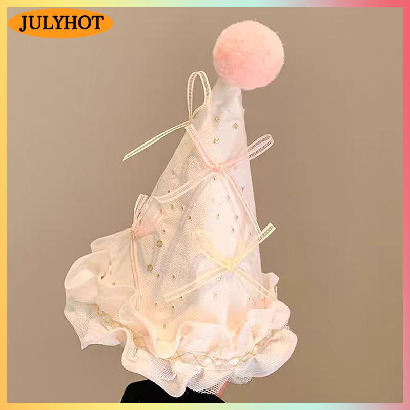 JULYHOT Dễ Thương Bow Pompom Sinh Nhật Hat Tóc Clip Ngọt Ngào Cô Gái Mũ Nón Đảng Phụ Kiện Tóc Trẻ Em Đạo Cụ Nhiếp Ảnh