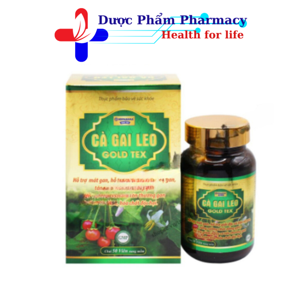 Bổ gan Cà Gai Leo Gold Tex hỗ trợ giải độc gan, hạ men gan, làm mát gan - Chai 50 viên