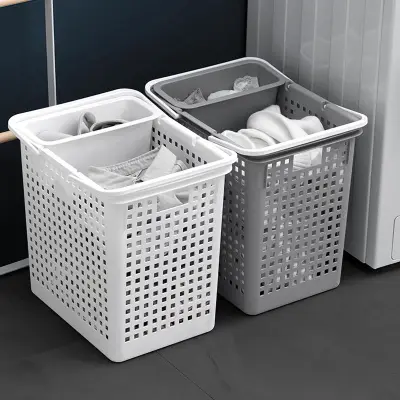 Tall Laundry Basket Large Plastic Laundry Hamper with Handles Washing Bin Laundry Storage Basket