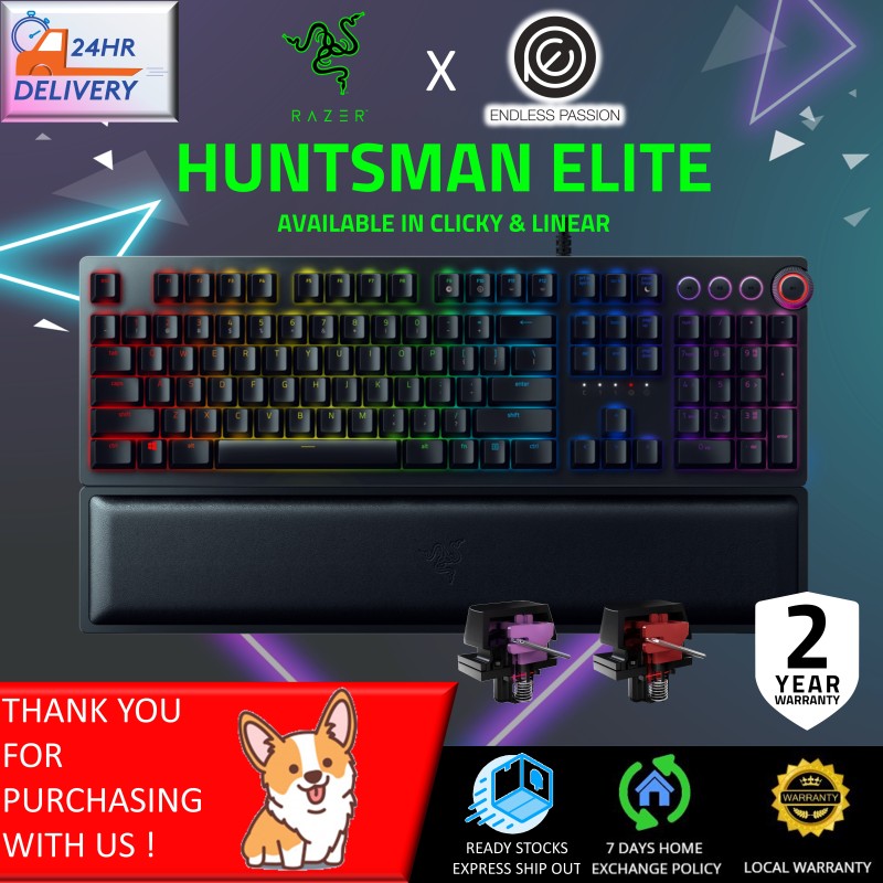 Razer Huntsman Elite - Opto-Mechanical Switch Gaming Keyboard (Clicky/Linear Switch) [FREE 24 hours delivery] Singapore