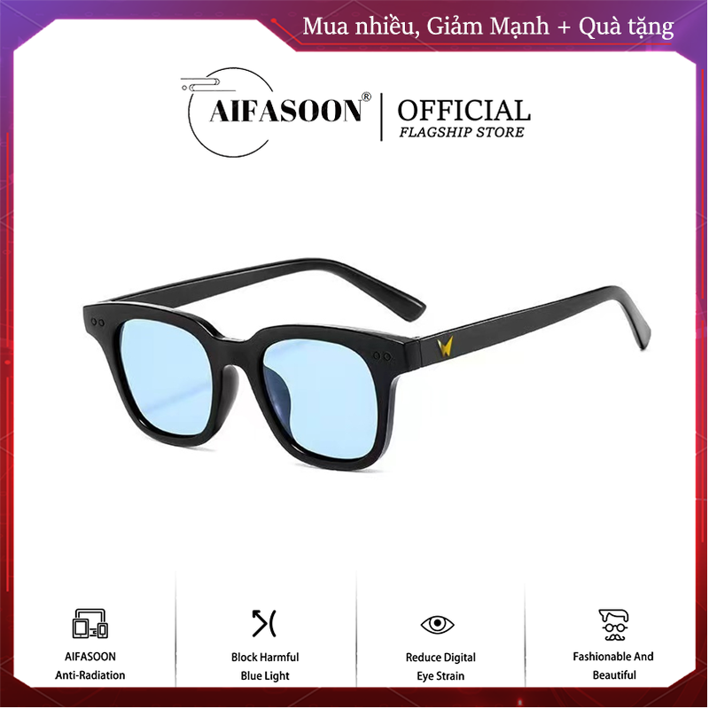 AIFASOON Kính Râm Hình Chữ V Kính Râm Gọng Lớn Thời Trang Trẻ Xu Hướng Bắn Súng đường Phố Mặt Trời Kính Chống Tia Cực Tím UV400