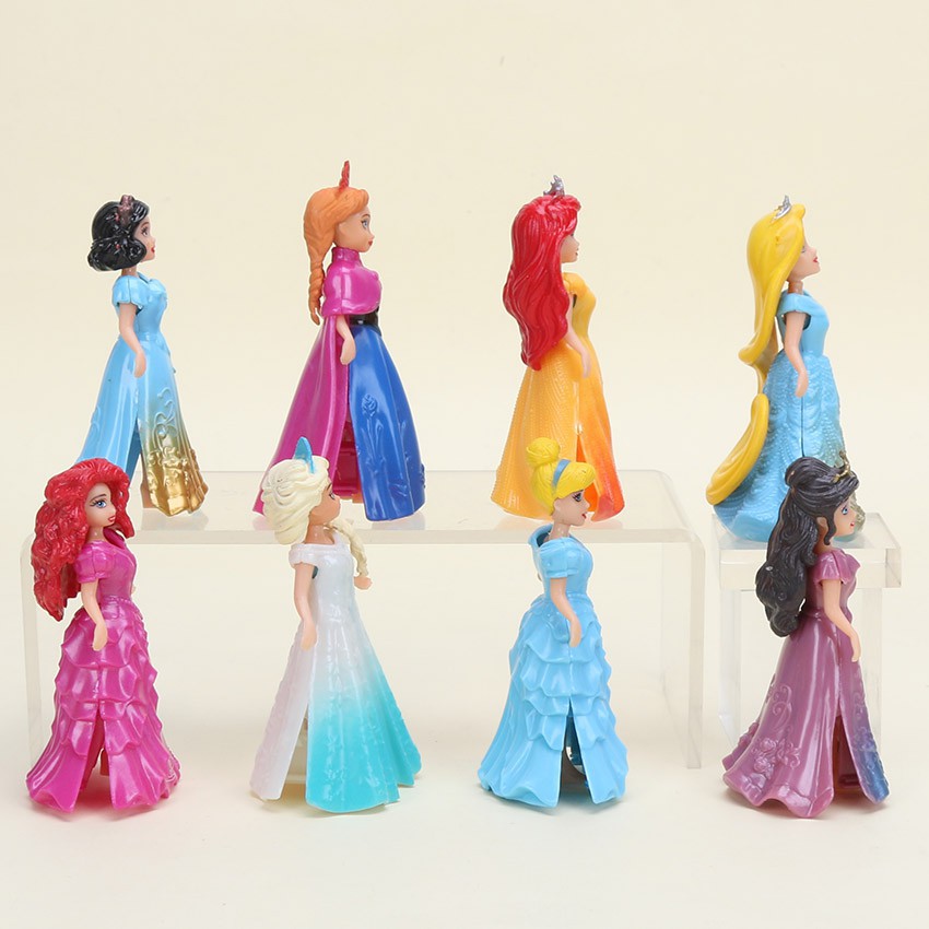 【COD】Bộ 8 búp bê công chúa disney 9cm xinh xắn đáng yêu đồ chơi cho bé  Princess Figures Snow White Ariel Cinderella Aurora Belle Merida Rapunzel Elsa Anna cake decor