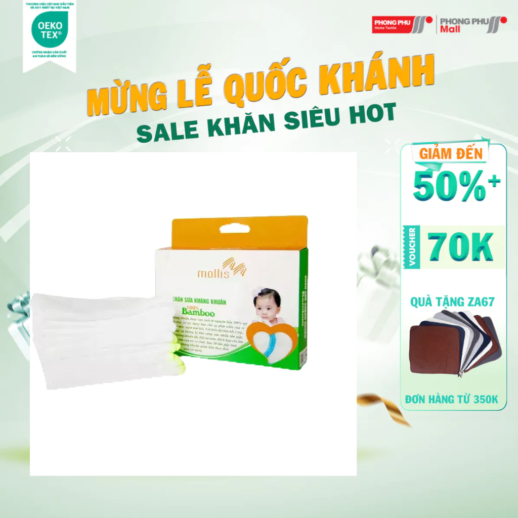 Bộ 10 khăn tay sữa mollis p940 25x25cm