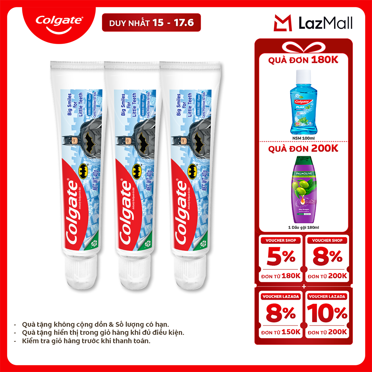 Bộ 3 kem đánh răng Colgate 40g dành cho bé