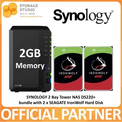 SYNOLOGY DS220+ 2 Bay DiskStation NAS bundle promotion with 2 x SEAGATE Ironwolf Hard Disk. Singapore Local Warranty **SYNOLOGY OFFICIAL PARTNER**