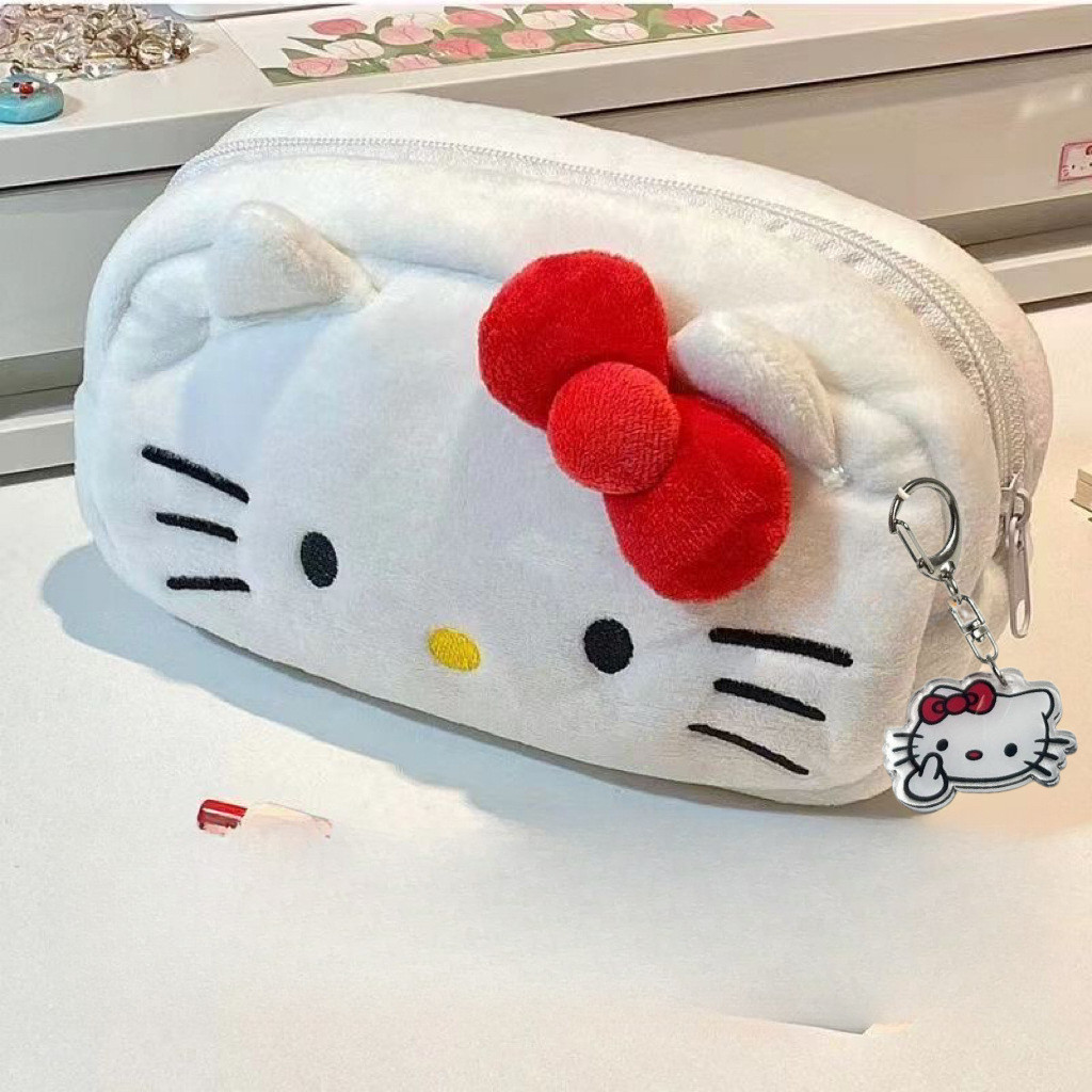 กล่องดินสอตุ๊กตาแมว กระเป๋าใส่ดินสอนักเรียนคิตตี้ ความจุขนาดใหญ่ สไตล์ญี่ปุ่นที่