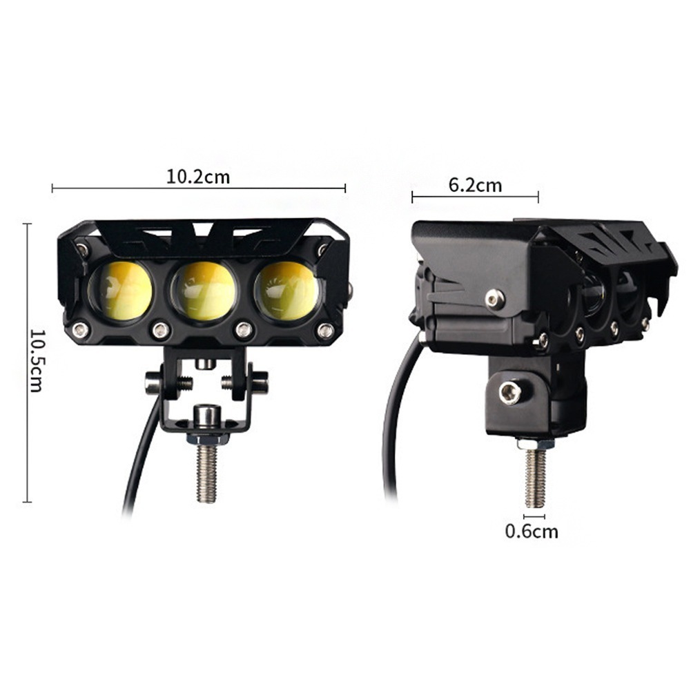 Đèn LED trợ sáng 3 mắt bi cầu 3 chế độ pha trắng - cos vàng siêu sáng dùng chung điện áp 12/24v cho ô tô -xe tải -xe máy