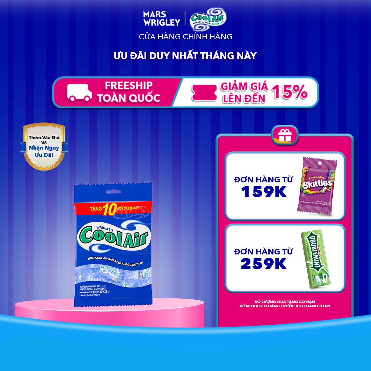   100 gói tặng 10 gói  Kẹo Sing-Gum Cool Air Hương Bạc Hà-Khuynh Diệp Túi  Túi gồm100 +10 Gói x 2 Viên Kẹo  