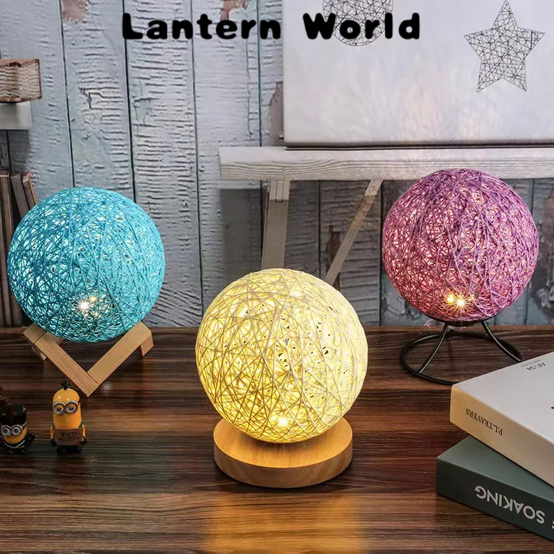 Fashion Ins Fashion 3D Wooden Round Moon Night Light Rattan Lamps Decor Remote Control Colorful Creative Gifts Luxury Soft Starry Lights（Please contact the store for products worth 999999 Vietnamese dong）